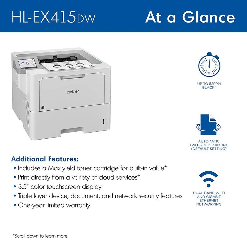 Brother HL-EX415DW enterprise monochrome printer alternate view