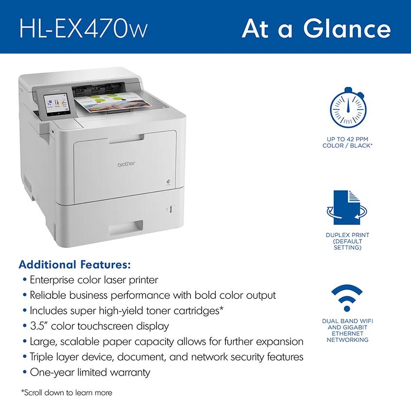 Brother HL-EX470W enterprise color printer alternate view