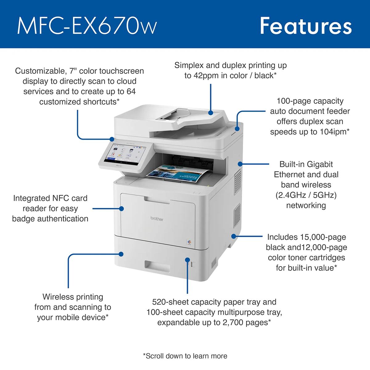 Brother MFC-EX670W all-in-one printer and key business features